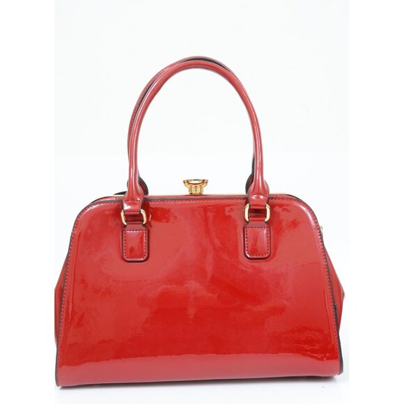 Lipstick Red Shiny Leopard Bow Chunky Diamond Closure Handbag Purse Crossbody - Picture 3 of 11